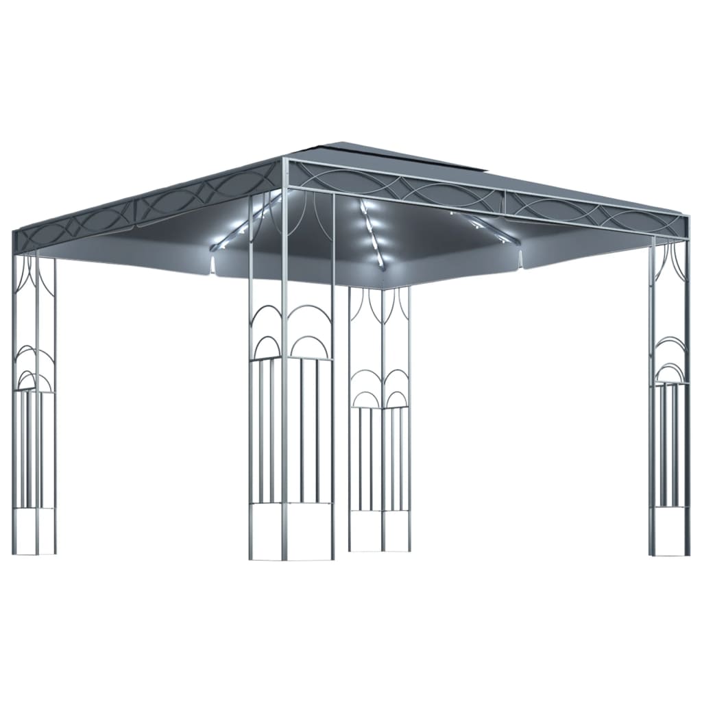 vidaXL Κιόσκι με Φωτάκια LED Ανθρακί 300 x 300 εκ.
