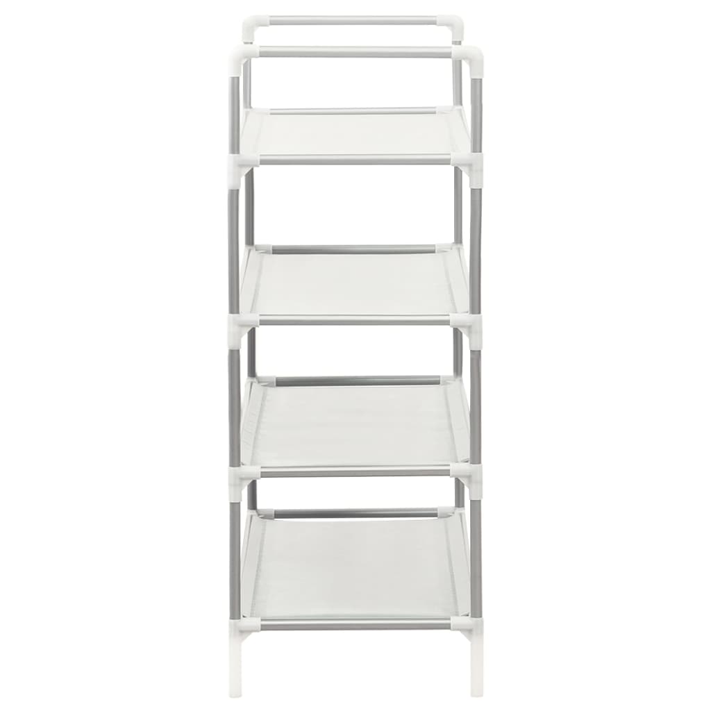 vidaXL Παπουτσοθήκη με 4 Ράφια Ασημί από Μέταλλο και Ύφασμα Non Woven