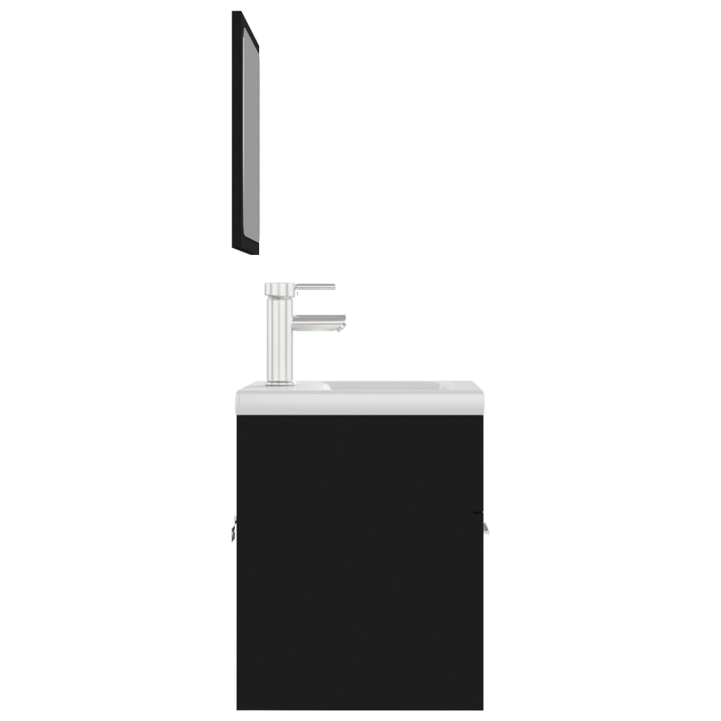 vidaXL Σετ Επίπλων Μπάνιου Μαύρο από Μοριοσανίδα