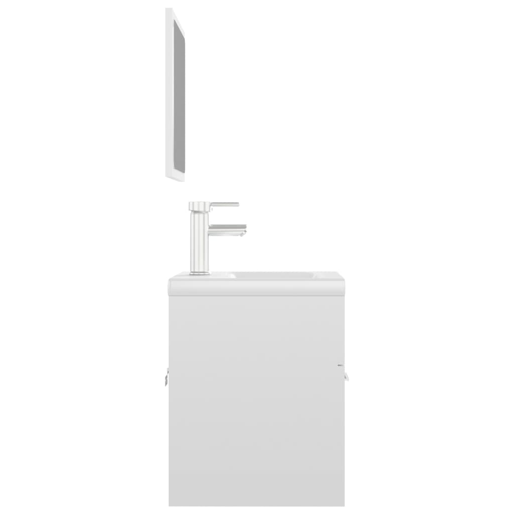 vidaXL Σετ Επίπλων Μπάνιου Γυαλιστερό Λευκό από Μοριοσανίδα