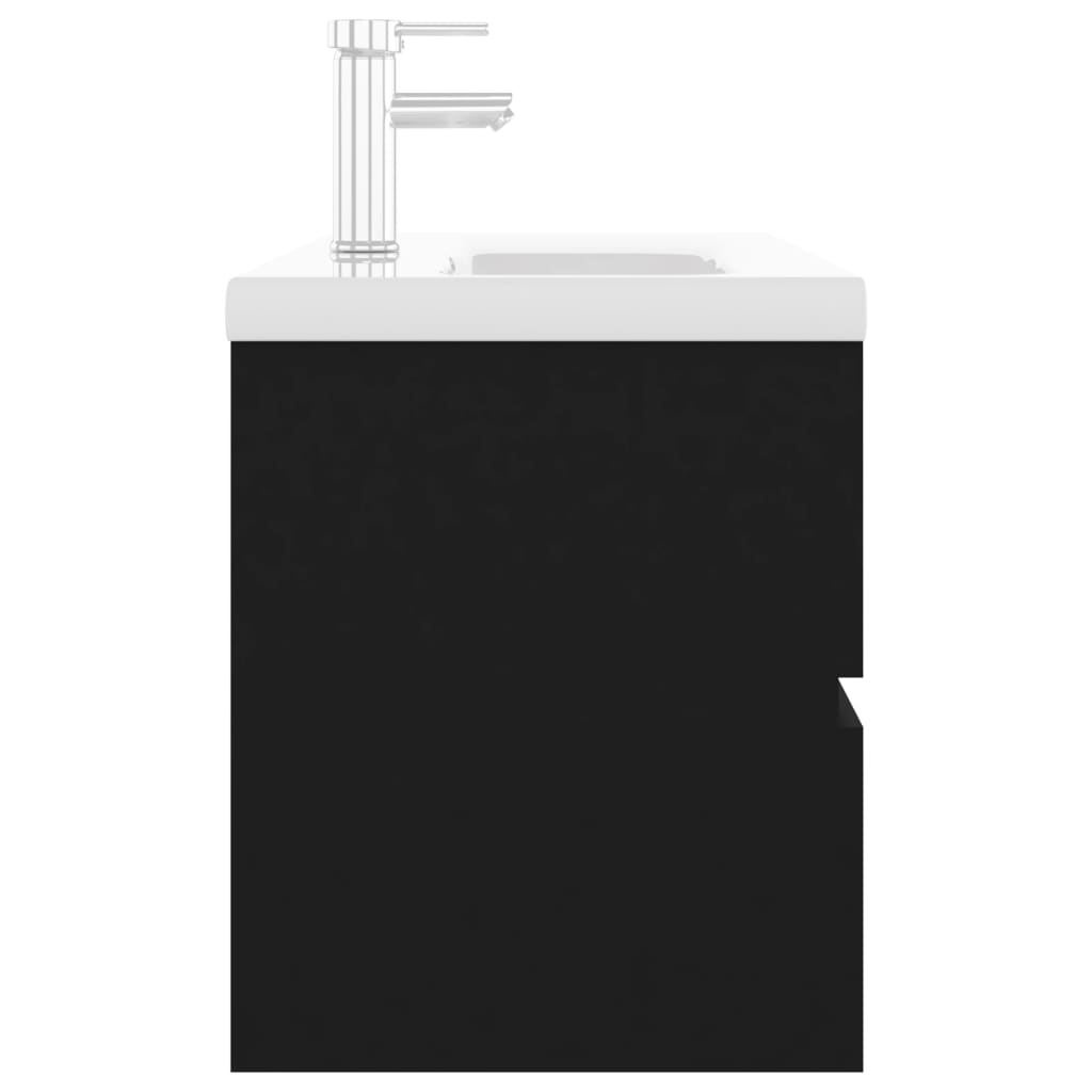 vidaXL Ντουλάπι Μπάνιου με Νιπτήρα Μαύρο από Επεξεργασμένο Ξύλο