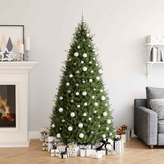 vidaXL Χριστουγεν. Μπάλες Σετ 60 τεμ με Κορυφή & 150 LED Λευκό/Γκρι