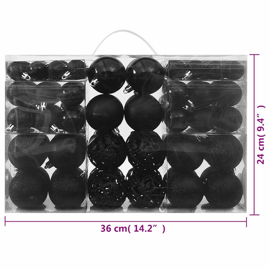 vidaXL Χριστουγεννιάτικες Μπάλες Σετ 100 Τεμαχίων Μαύρες