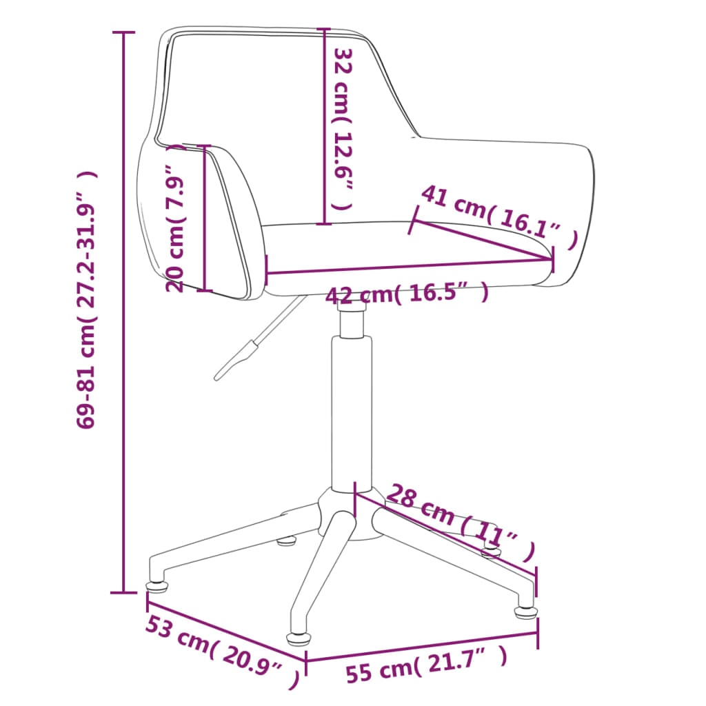 vidaXL Καρέκλες Τραπεζαρίας Περιστρεφόμενες 2 τεμ. Ροζ Βελούδινες