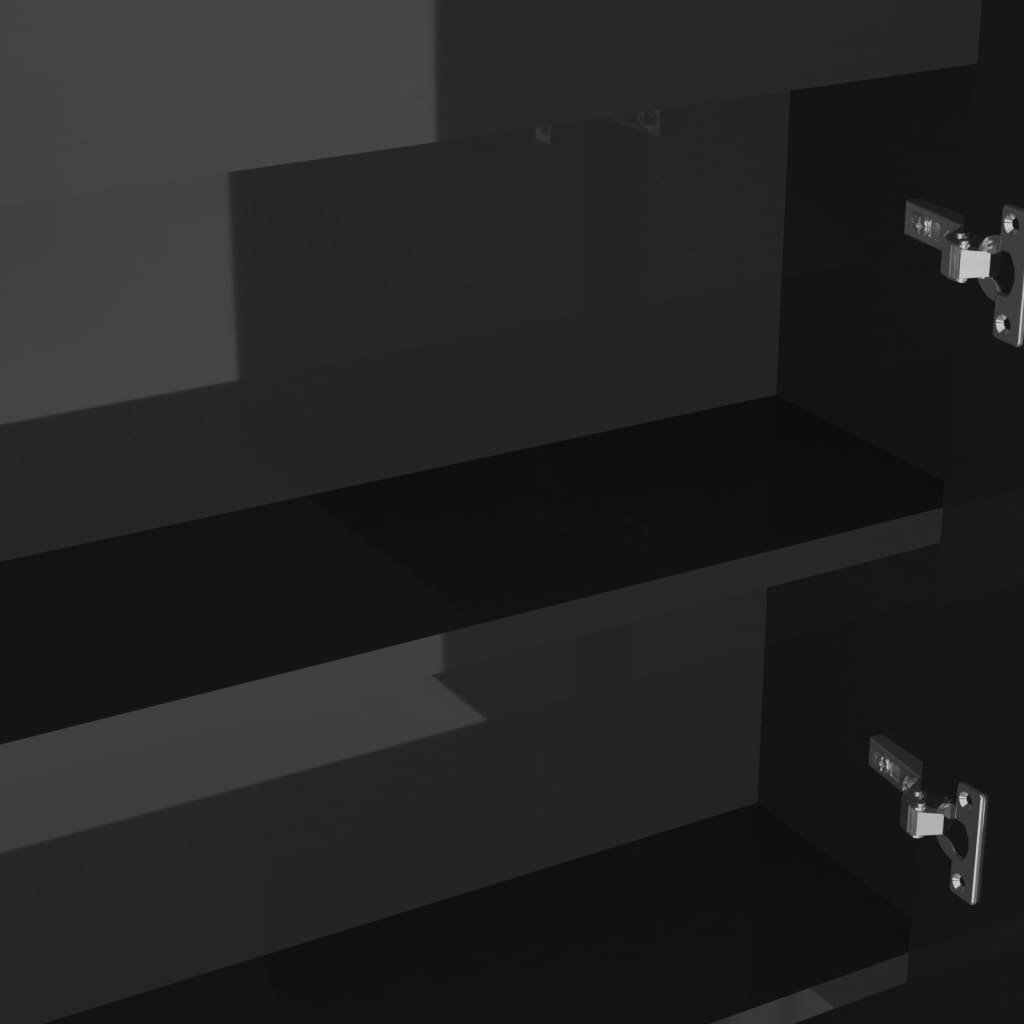 vidaXL Ντουλάπι Μπάνιου με Καθρέφτη 80x15x60 εκ. Λαμπερό Μαύρο από MDF