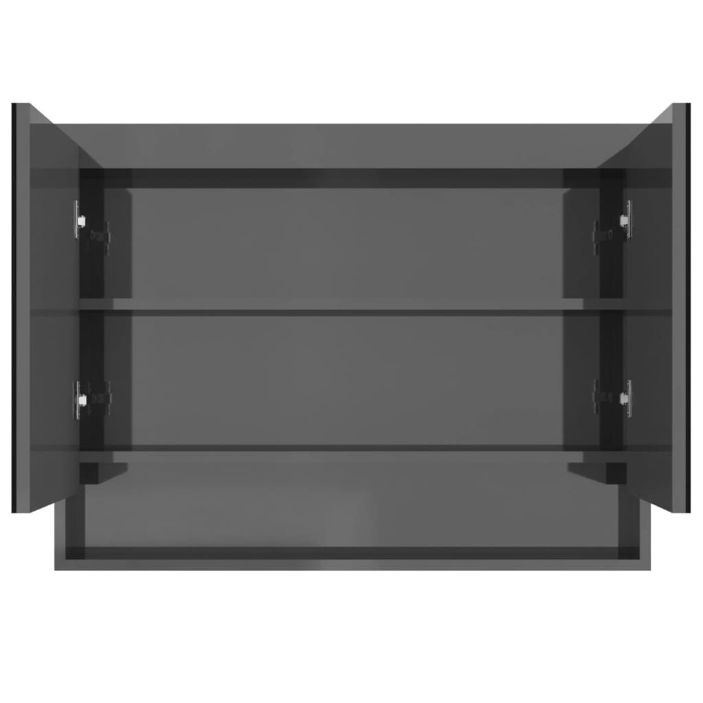 vidaXL Ντουλάπι Μπάνιου με Καθρέφτη 80x15x60 εκ. Λαμπερό Γκρι από MDF