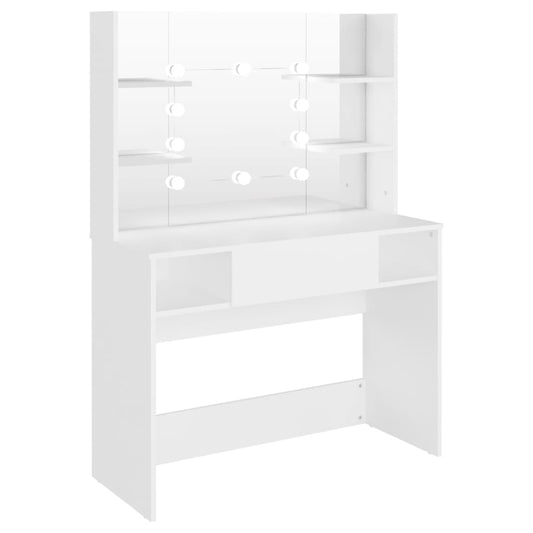 vidaXL Έπιπλο Μακιγιάζ με Φωτισμό LED Λευκό 100 x 40 x 135 εκ. από MDF