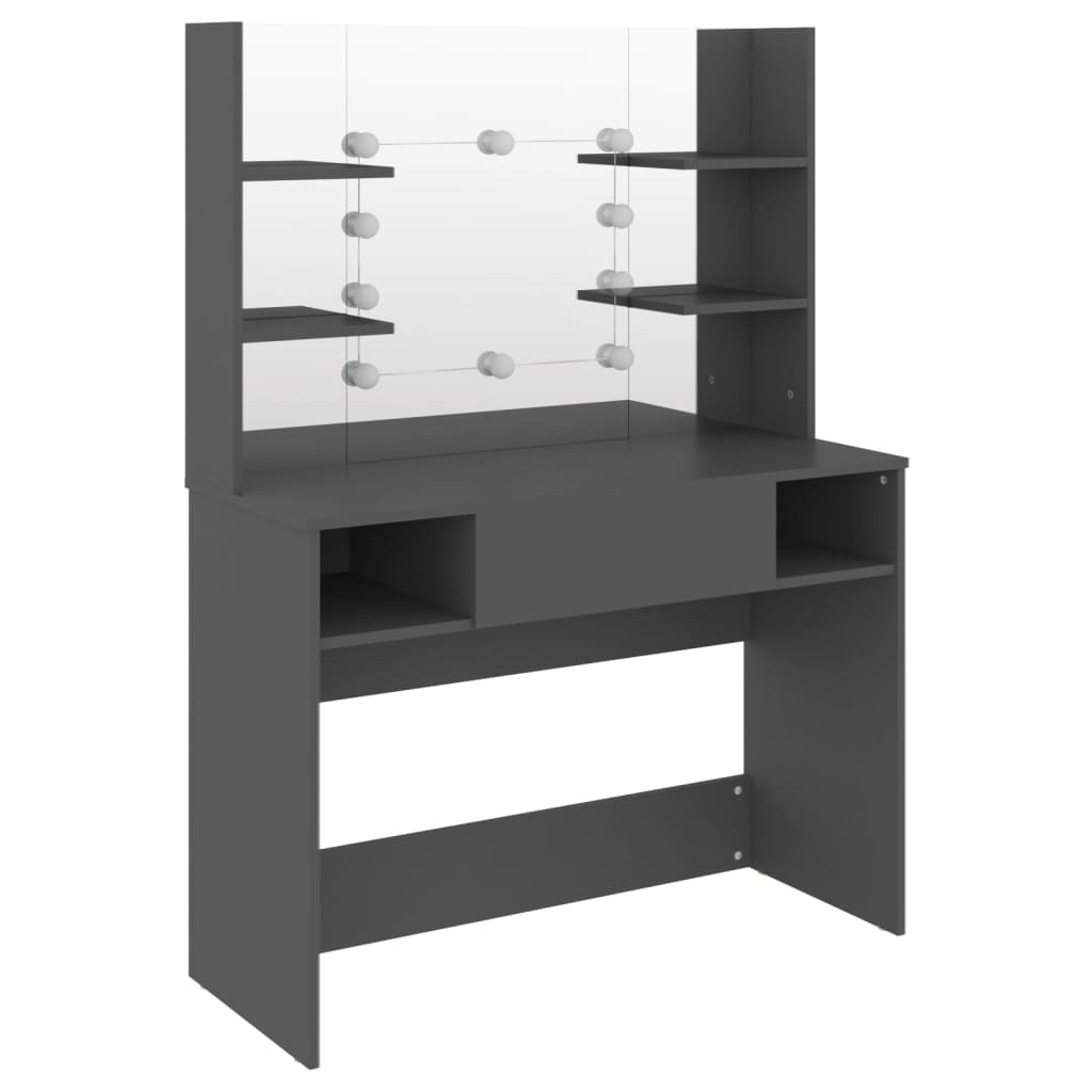 vidaXL Έπιπλο Μακιγιάζ με Φωτισμό LED Γκρι 100 x 40 x 135 εκ. από MDF