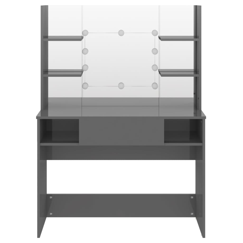 vidaXL Έπιπλο Μακιγιάζ με Φωτισμό LED Λαμπερό Γκρι 100x40x135 εκ. MDF