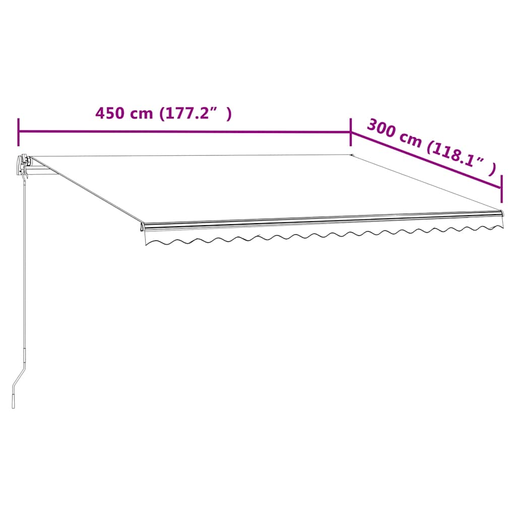 vidaXL Τέντα Συρόμενη Αυτόματη Κρεμ 450 x 300 εκ.
