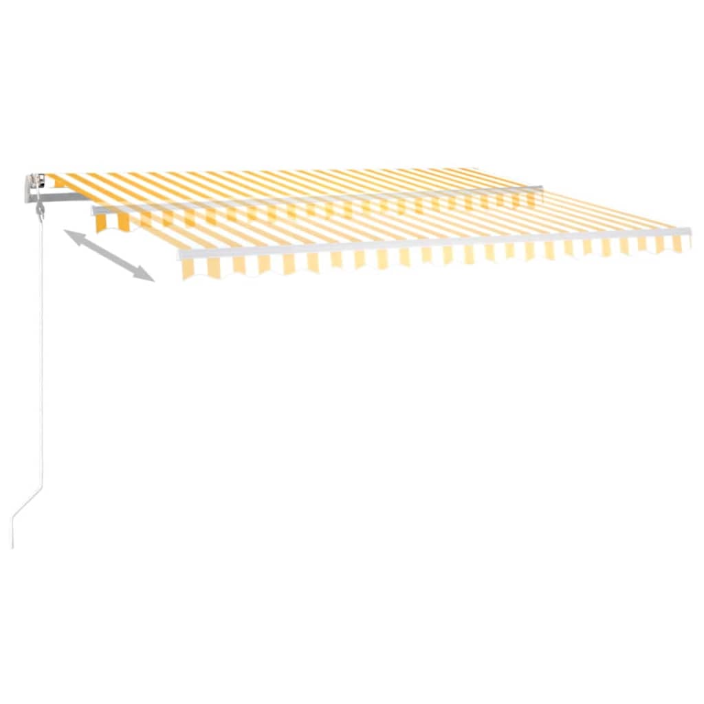 vidaXL Τέντα Αυτόματη με LED & Αισθ. Ανέμου Κίτρινο/Λευκό 400x350 εκ.