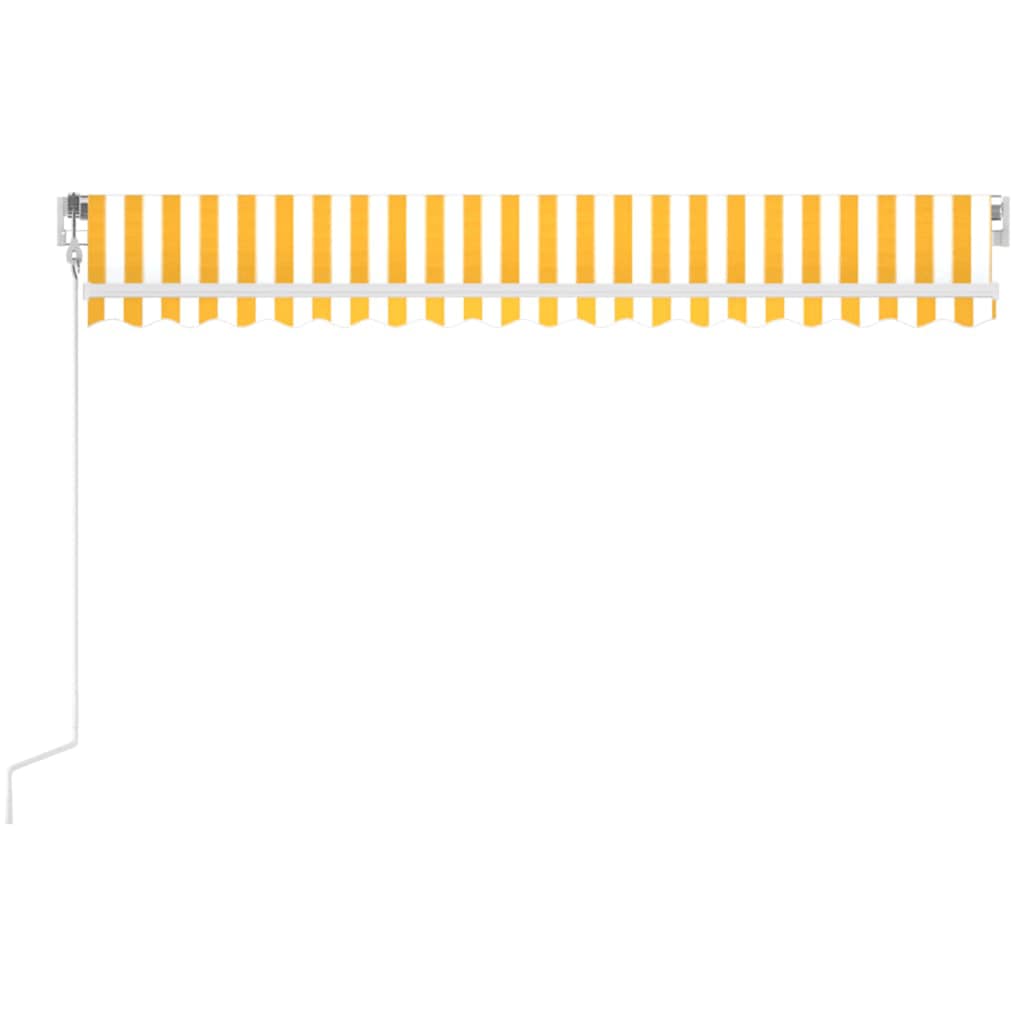 vidaXL Τέντα Αυτόματη με LED & Αισθ. Ανέμου Κίτρινο/Λευκό 400x350 εκ.