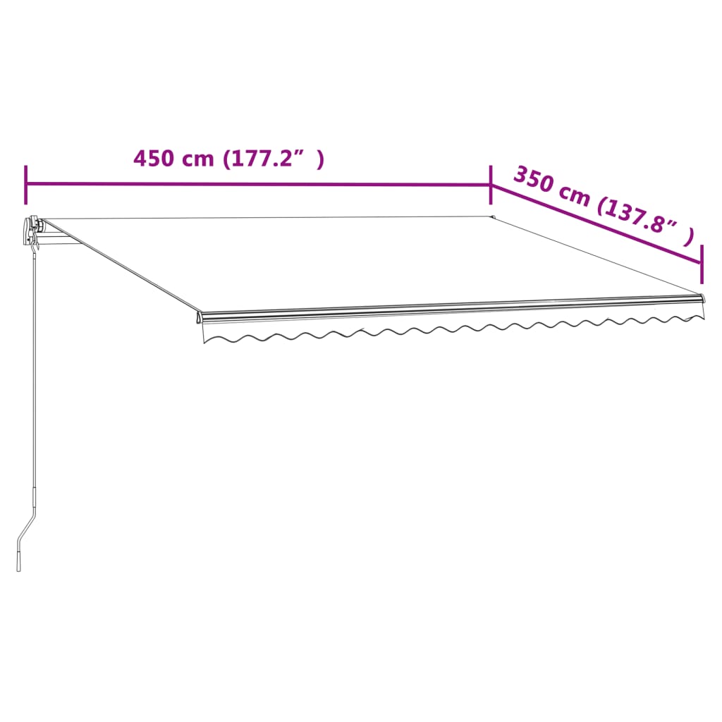 vidaXL Τέντα Συρόμενη Αυτόματη Ανθρακί 450 x 350 εκ.