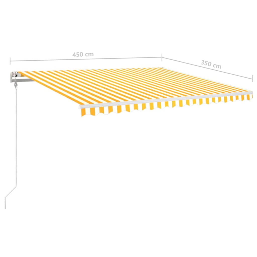 vidaXL Τέντα Αυτόματη με LED & Αισθ. Ανέμου Κίτρινο/Λευκό 450x350 εκ.