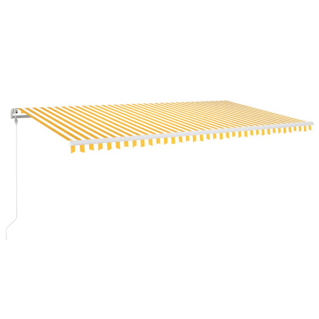 vidaXL Τέντα Αυτόματη με LED&Αισθητήρα Ανέμου Κίτρινο/Λευκό 600x350εκ.