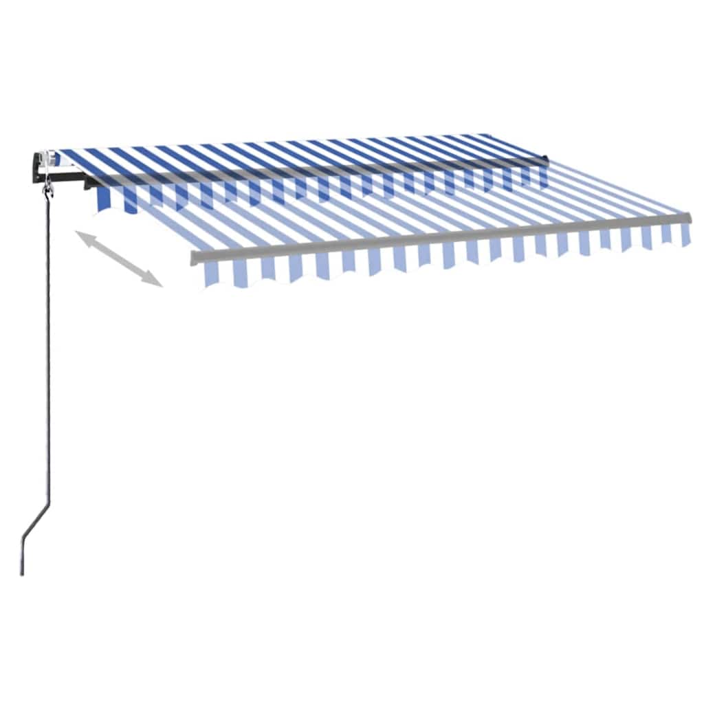vidaXL Τέντα Αυτόματη με LED & Αισθητήρα Ανέμου Μπλε/Λευκό 350x250 εκ.