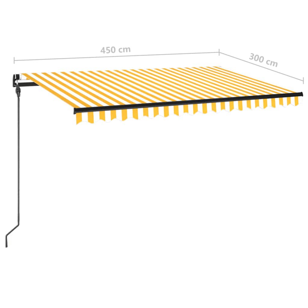 vidaXL Τέντα Συρόμενη Χειροκίνητη με LED Κίτρινο / Λευκό 450 x 300 εκ.