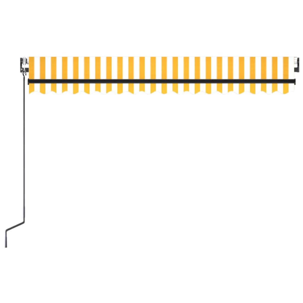 vidaXL Τέντα Αυτόματη με LED & Αισθ. Ανέμου Κίτρινο/Λευκό 450x300 εκ.