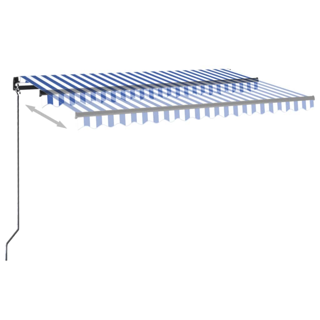 vidaXL Τέντα Αυτόματη με LED & Αισθ. Ανέμου Μπλε / Λευκό 400 x 350 εκ.