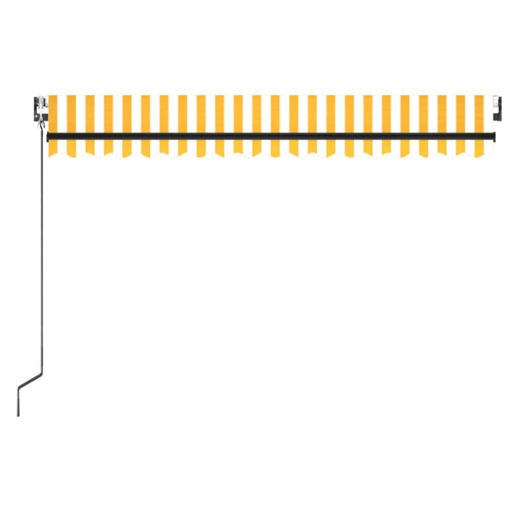 vidaXL Τέντα Αυτόματη με LED & Αισθ. Ανέμου Κίτρινο/Λευκό 400x350 εκ.