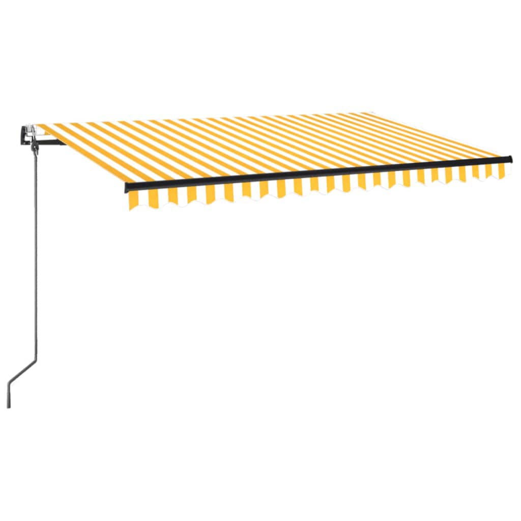 vidaXL Τέντα Αυτόματη με LED & Αισθ. Ανέμου Κίτρινο/Λευκό 450x350 εκ.