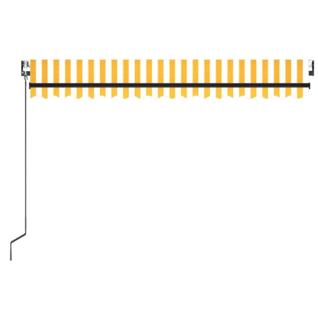 vidaXL Τέντα Αυτόματη με LED & Αισθ. Ανέμου Κίτρινο/Λευκό 450x350 εκ.