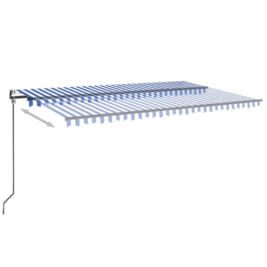vidaXL Τέντα Αυτόματη με LED & Αισθ. Ανέμου Μπλε / Λευκό 500x350 εκ.