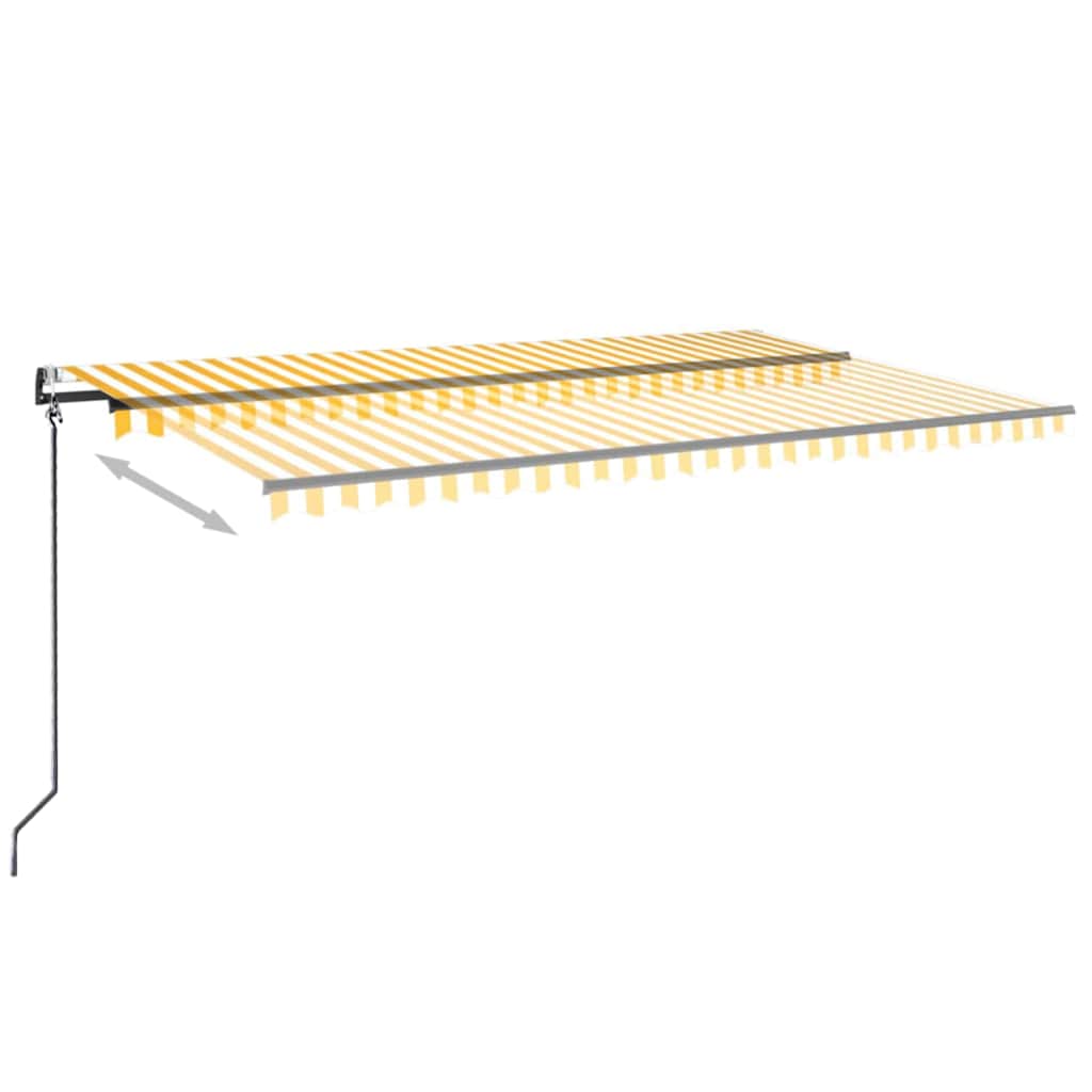 vidaXL Τέντα Αυτόματη με LED & Αισθ. Ανέμου Κίτρινο/Λευκό 500x350 εκ.