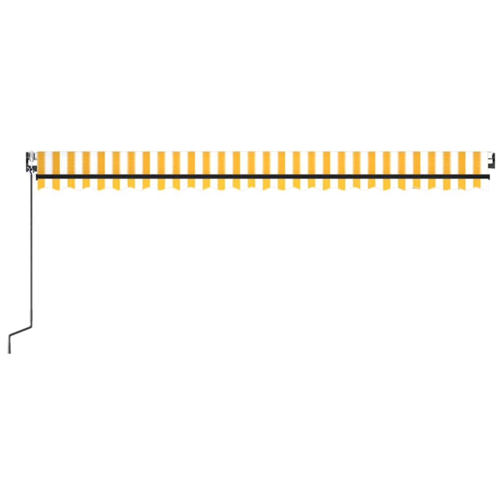 vidaXL Τέντα Αυτόματη με LED & Αισθ. Ανέμου Κίτρινο/Λευκό 500x350 εκ.