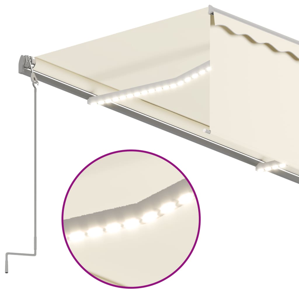 vidaXL Τέντα Αυτόματη με Σκίαστρο/LED/Αισθ. Ανέμου Κρεμ 3,5 x 2,5 μ.