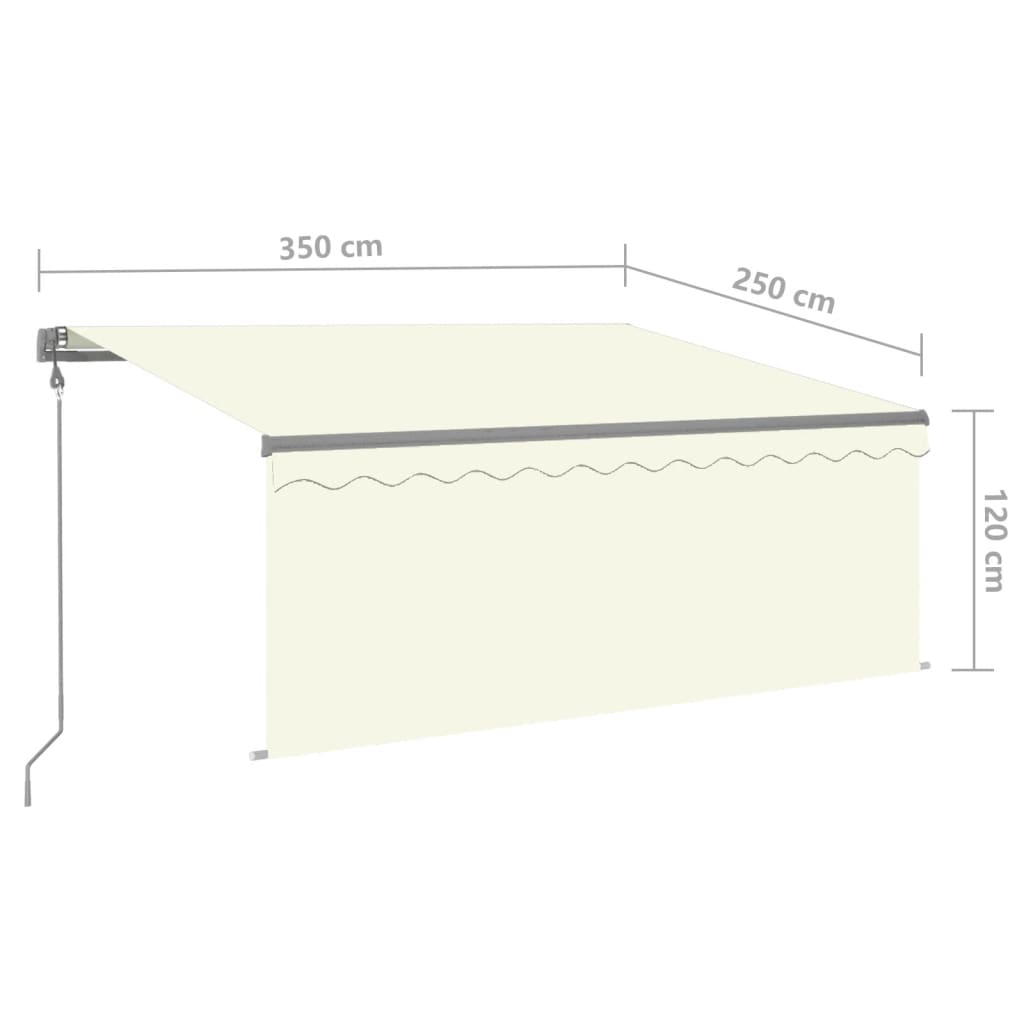 vidaXL Τέντα Αυτόματη με Σκίαστρο/LED/Αισθ. Ανέμου Κρεμ 3,5 x 2,5 μ.