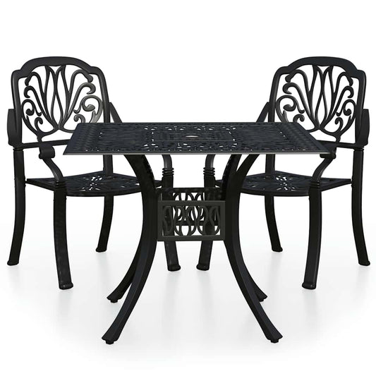 vidaXL Σετ Επίπλων Bistro 3 Τεμαχίων Μαύρο από Χυτό Αλουμίνιο