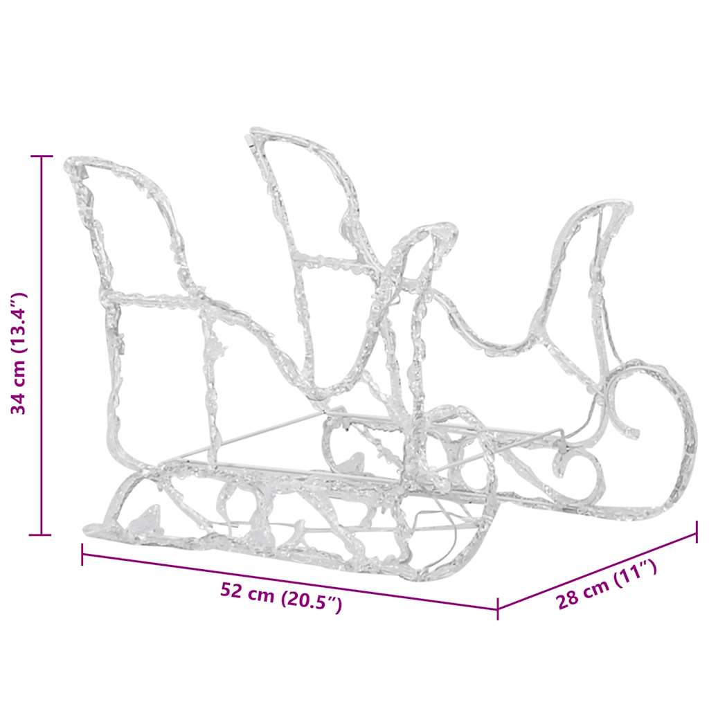 vidaXL Τάρανδοι Χριστουγεννιάτικοι με Έλκηθρο 130 εκ. 160 LED Ακρυλικό