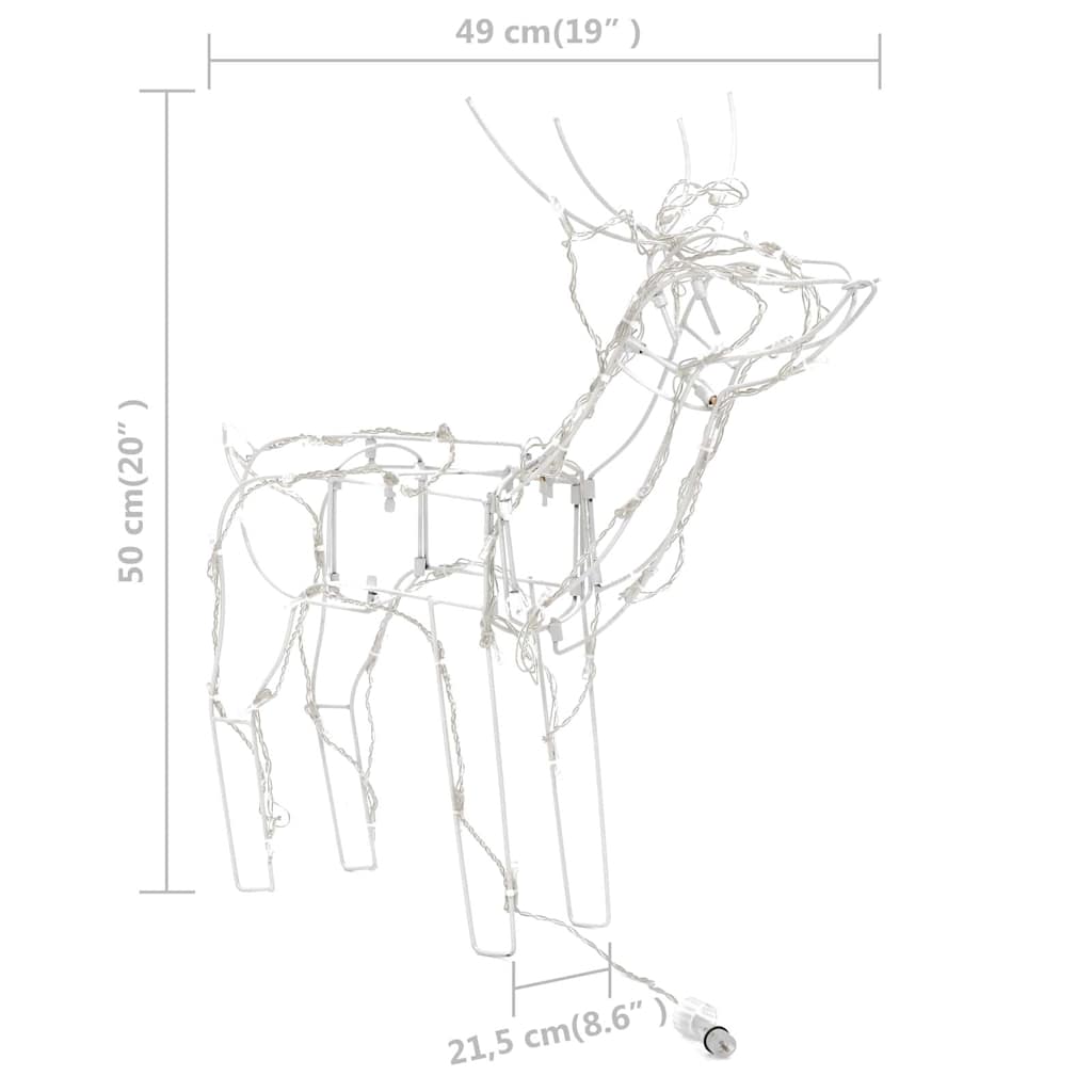 vidaXL Τάρανδοι Χριστουγεννιάτικοι Φωτιζόμενοι 3 τεμ. με 229 LED