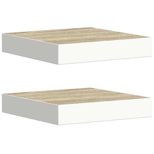 vidaXL Ράφια Τοίχου 2 τεμ. Δρυς και Άσπρο 23x23,5x3,8 εκ. MDF