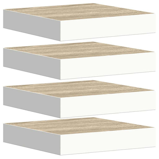 vidaXL Ράφια Τοίχου 4 τεμ. Δρυς και Άσπρο 23x23,5x3,8 εκ. MDF