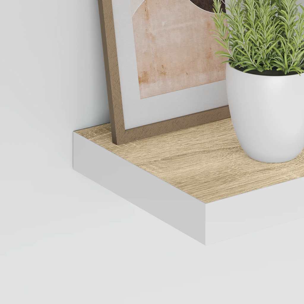 vidaXL Ράφια Τοίχου 4 τεμ. Δρυς και Άσπρο 23x23,5x3,8 εκ. MDF