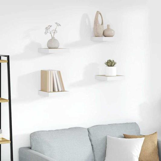 vidaXL Ράφια Τοίχου 4 τεμ. Δρυς και Άσπρο 23x23,5x3,8 εκ. MDF