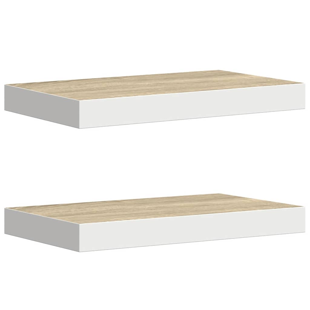 vidaXL Ράφια Τοίχου 2 τεμ. Δρυς/Άσπρο 40x23,5x3,8 εκ. MDF