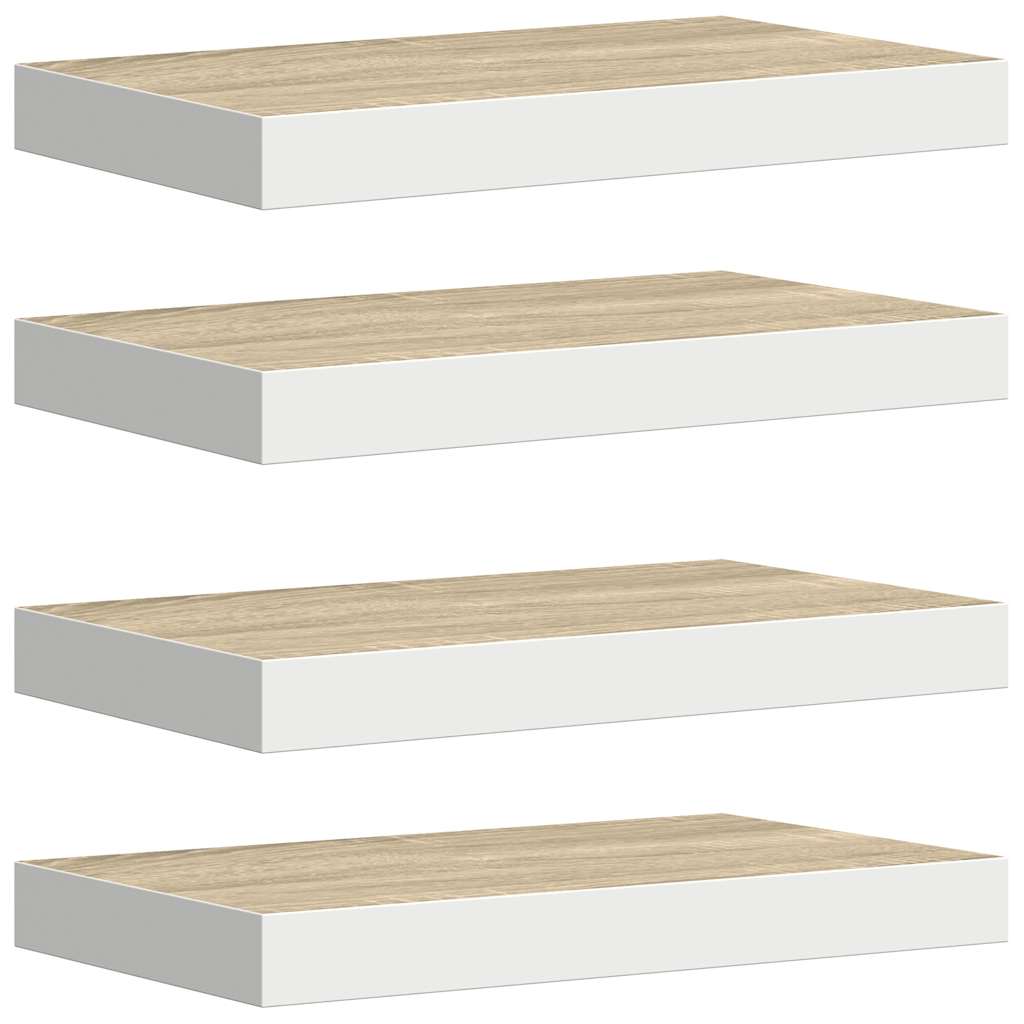 vidaXL Ράφια Τοίχου 4 τεμ. Δρυς/Άσπρο 40x23,5x3,8 εκ. MDF