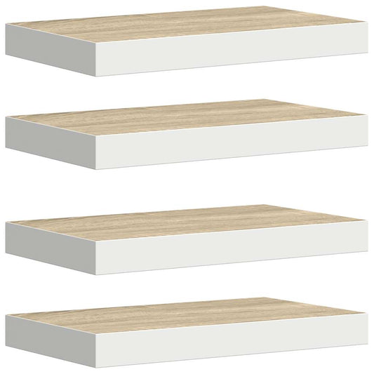 vidaXL Ράφια Τοίχου 4 τεμ. Δρυς/Άσπρο 40x23,5x3,8 εκ. MDF