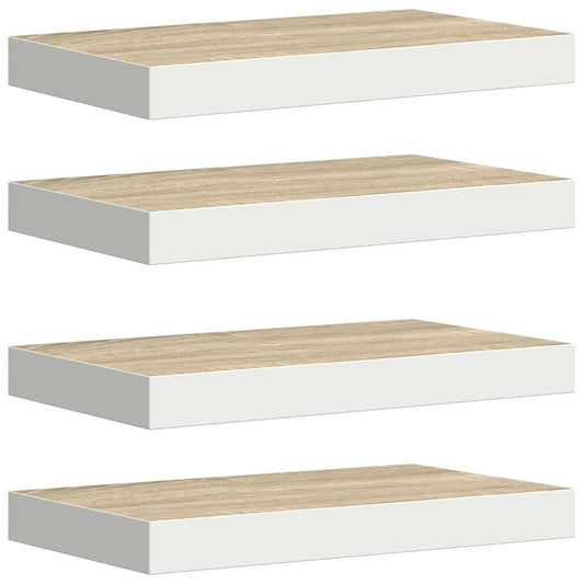 vidaXL Ράφια Τοίχου 4 τεμ. Δρυς/Άσπρο 50x23,5x3,8 εκ. MDF