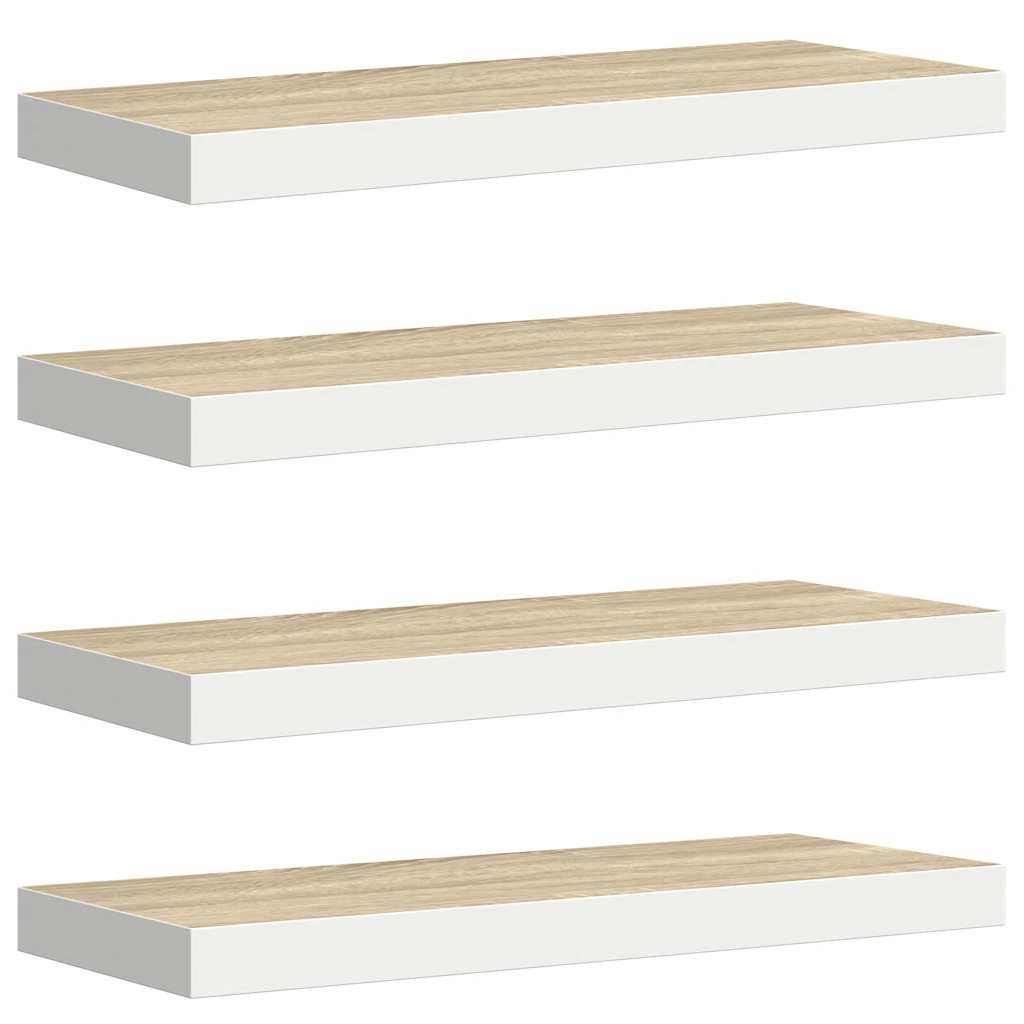 vidaXL Ράφια Τοίχου 4 τεμ. Δρυς/Άσπρο 60x23,5x3,8 εκ. MDF