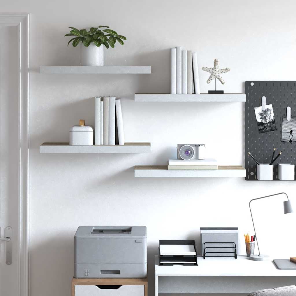 vidaXL Ράφια Τοίχου 4 τεμ. Δρυς/Άσπρο 60x23,5x3,8 εκ. MDF