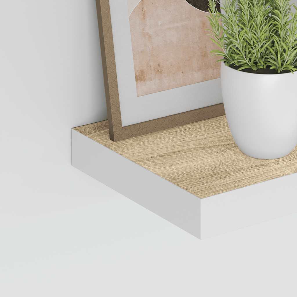 vidaXL Ράφια Τοίχου 4 τεμ. Δρυς/Άσπρο 60x23,5x3,8 εκ. MDF