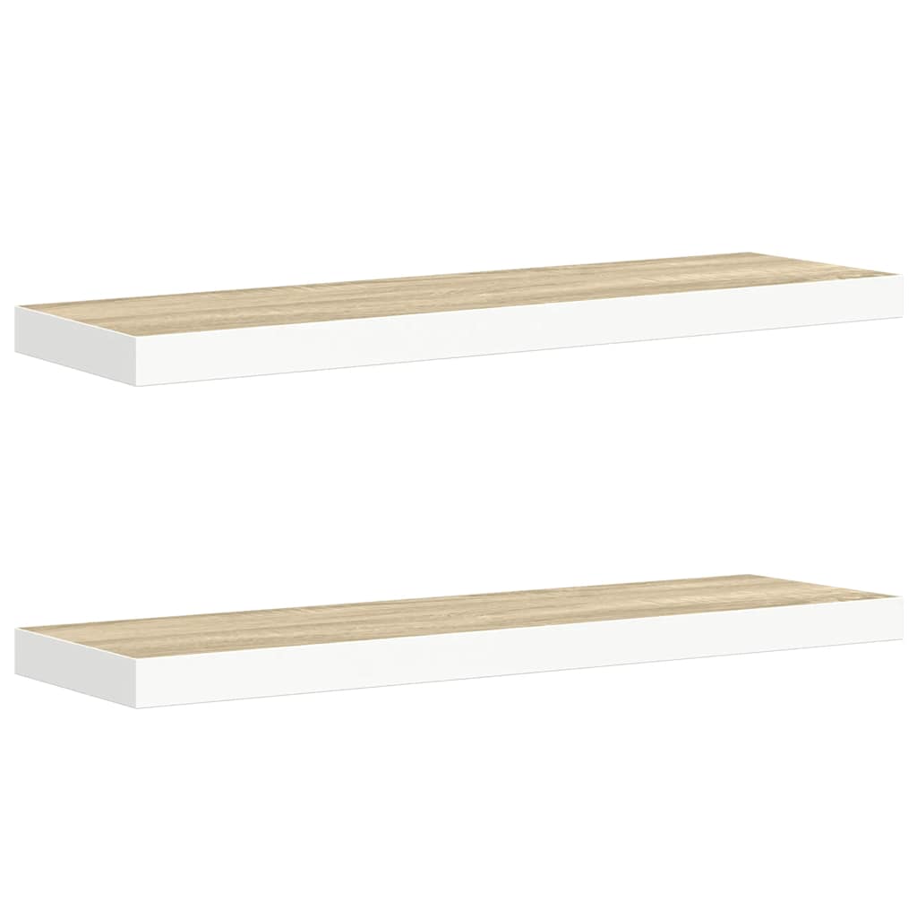 vidaXL Ράφια Τοίχου 2 τεμ. Δρυς/Λευκό 80x23,5x3,8 εκ. MDF