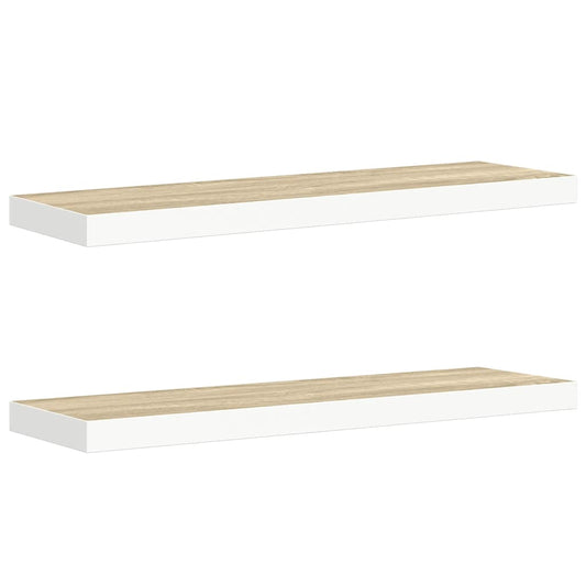 vidaXL Ράφια Τοίχου 2 τεμ. Δρυς/Λευκό 80x23,5x3,8 εκ. MDF