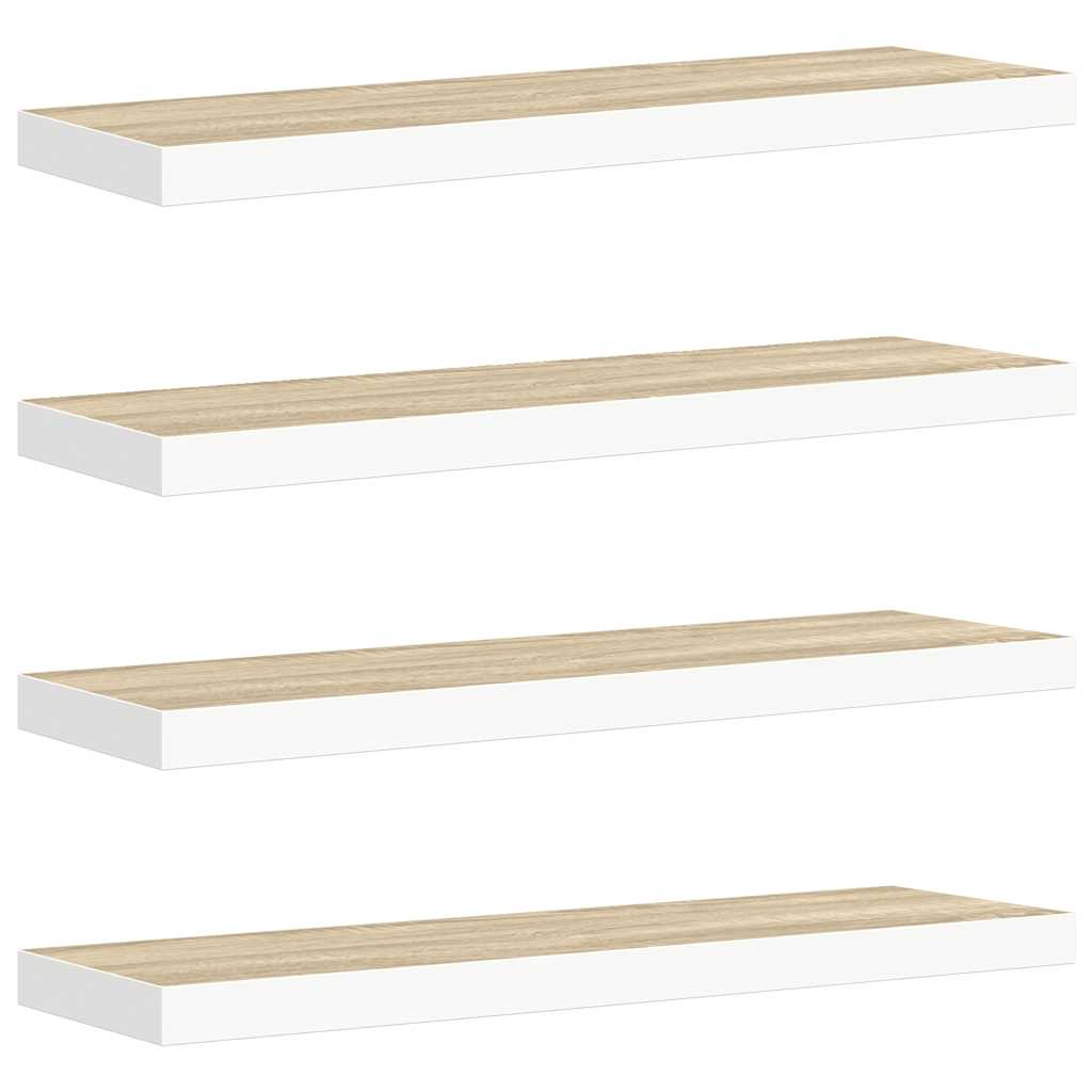 vidaXL Ράφια Τοίχου 4 τεμ. Δρυς/Λευκό 80x23,5x3,8 εκ. MDF