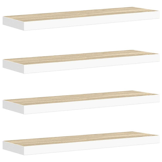 vidaXL Ράφια Τοίχου 4 τεμ. Δρυς/Λευκό 80x23,5x3,8 εκ. MDF