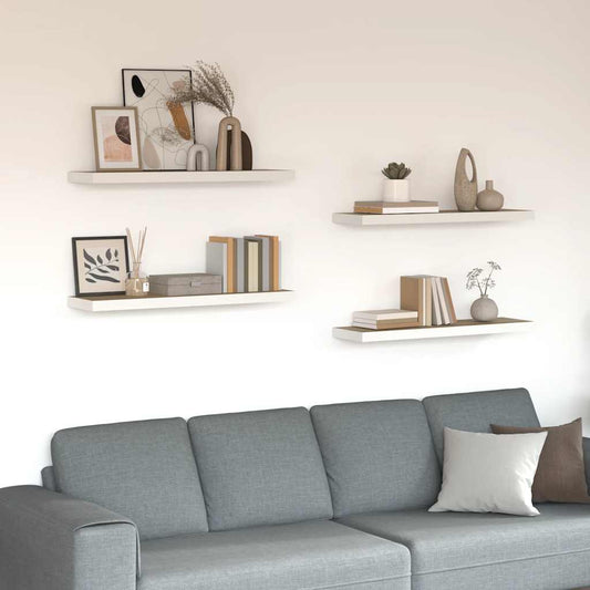 vidaXL Ράφια Τοίχου 4 τεμ. Δρυς/Λευκό 80x23,5x3,8 εκ. MDF